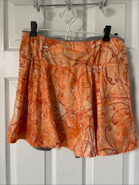 Sparkle Skirts Embellished Orange Circle Running Skirt, Size L
